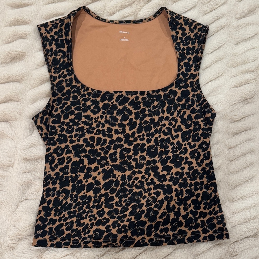Maeve Animal Print Tank Top - Black and Brown